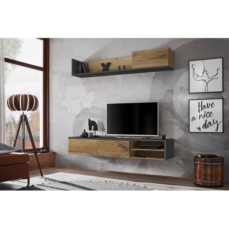 Ensemble de 2 meubles muraux "Dallas" - Gris/Beige - L 180 x H 180 x P 40 cm - Livraison gratuite (1/4)