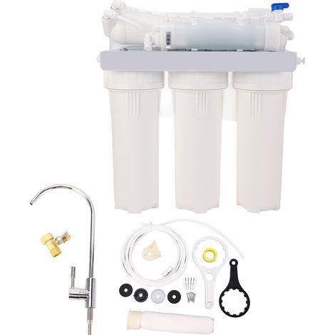 5 etapas Filtro de agua de carbón activado, filtro de medio filtrante, compatible con el sistema de filtración doméstico bajo el fregadero y sobre la encimera (1/5)