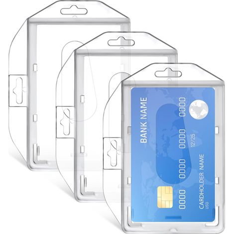 Pcs Transparent Badge Holder with Slot, Rigid Neck Card Holder, Protective Card Holder for Business Card, Bus Card, ID Card Holders (1/5)