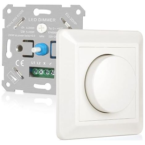 Variateur de Lumiere LED 220V-240V, Interrupteur Variateur LED 5W-200W LED Dimmer for Dimmable LED Lights, Wall Dimmer (Milky) (1/5)