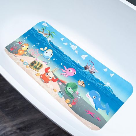 Badematte – Rutschfeste Badematte für den Boden, maschinenwaschbar, Cartoon-Muster, 90 x 40 cm (Matrosenboot) (1/5)