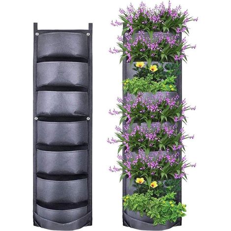 Vertikale Wandblumenkästen – 7 Fächer – Schwarz – Ideal für Wohnungen und Gärten (1/5)