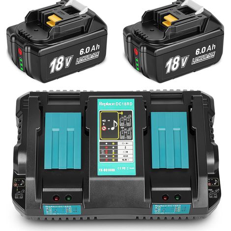 Chargeur rapide DC18RD + 2 batteries 18V 6Ah pour BL1860B BL1850 (1/5)