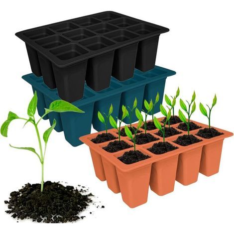 Plateaux de Démarrage de Semis, Mini Serre pour Plantes, Lot de 3 Bac à Semis en Silicone Réutilisable 36 Cellules Serre Plateaux de Culture pour Plante Graines Serre Germination (1/5)