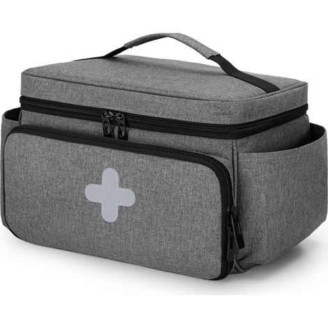 Trousse de premiers secours grise, hydrofuge, compacte et portable, grande capacité
