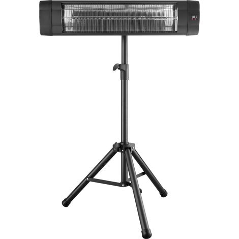 Mophorn Calefactor infrarrojo eléctrico de 2500 W con trípode y control remoto, color negro. Ofrece 3 niveles de calor, panel de control, temporizador de 24 horas y está fabricado con material PP (1/5)