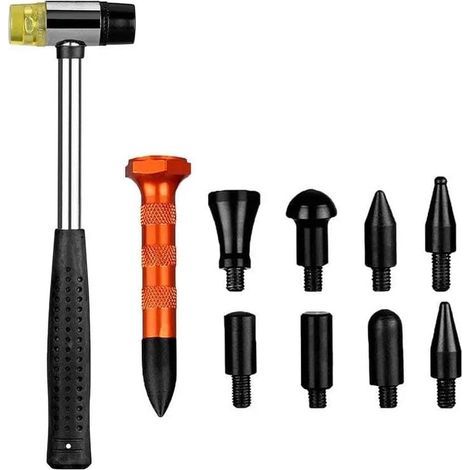 Kit de débosselage sans peinture 10 pièces avec marteau en caoutchouc et poinçons pour voiture et réfrigérateur (1/5)