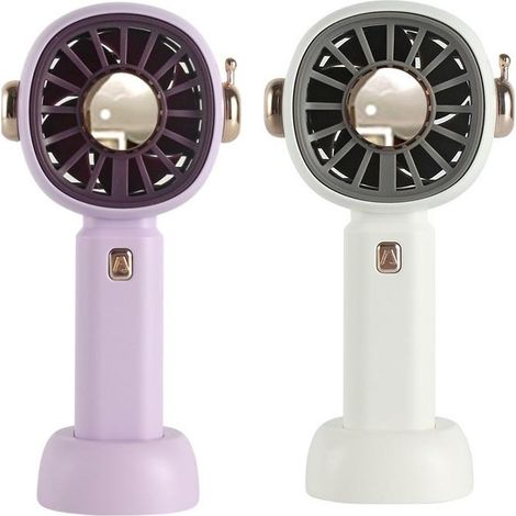 FGNS. (2 Pieces) Handheld Fan with Stand, Pocket Fan with 3 Speeds, Lithium Battery Portable Fan, Mini USB Rechargeable Fan, Personal Battery Powered Fan for Office, Outdoors, School, Work, Camping, e (1/5)