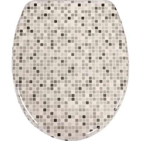 Abattant de toilette imprimé décoratif, couvercle de toilette en UF élégant, fermeture amortie, charnières réglables, abattant de toilette de salle de bain résistant en duroplaste (1/5)