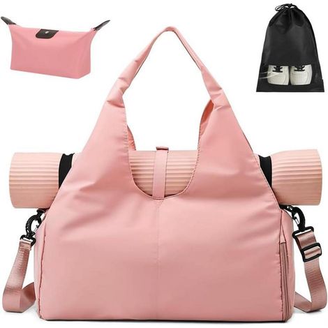 Sporttasche Yoga Reisetasche Schuhfach Nassfach Rosa Fitness Gym Damen Herren (1/5)