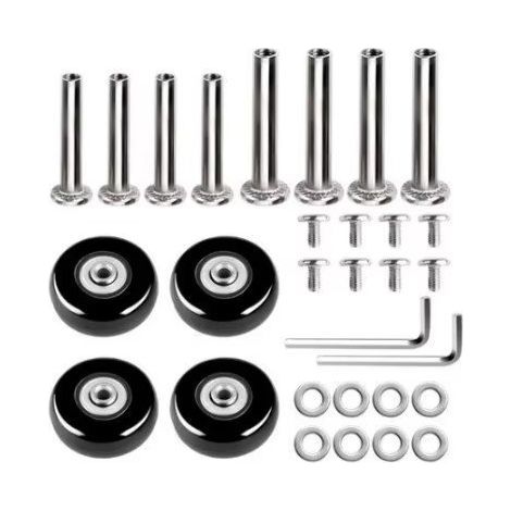 50 x 18 mm Lot de 4 roues de rechange pour valise à bagages, roulettes pivotantes en caoutchouc Roulements Kits de réparation (1/4)