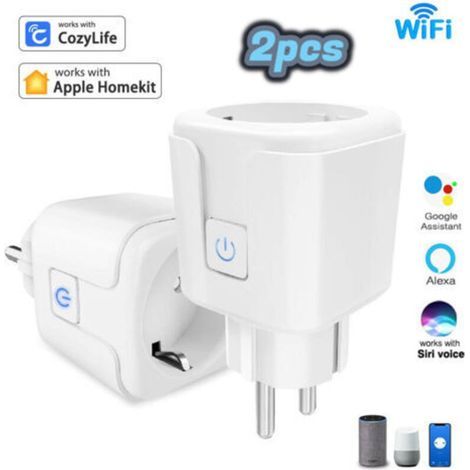 Prise intelligente avec ampèremètre, prise WiFi 16A, prise intelligente compatible Cozylife+Homekit avec commande vocale, télécommande APP, minuterie/2 pièce (1/5)