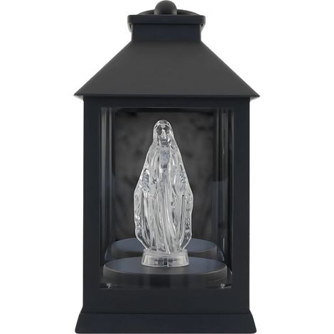 Lanterne LED noire pour cérémonie, motif Marie blanche, 20 cm, 1 pièce (1/4)