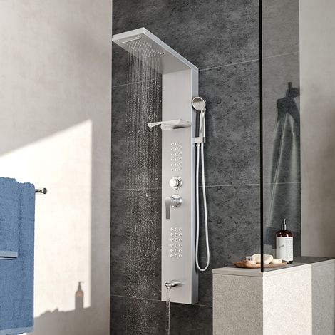 Wall Mounted Thermostatic Mixer Shower Panel Tower with Shelf (1/5)