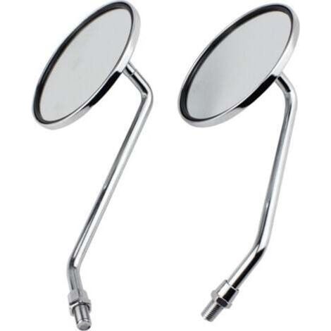 Specchietto retrovisore - 1 coppia di specchietti rotondi da 10 mm cromati argento per moto. Specchietto sinistro e destro.