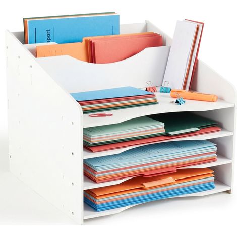 Organizzatore di documenti A4 con 6 scomparti – MDF bianco (1/5)