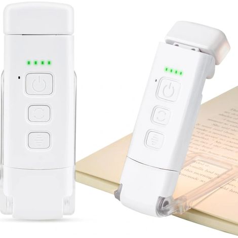 Lampe de lecture rechargeable, 3 modes et 5 niveaux de luminosité réglables, lampe de lecture à pince pour le lit, lampe portable à pince (1/5)