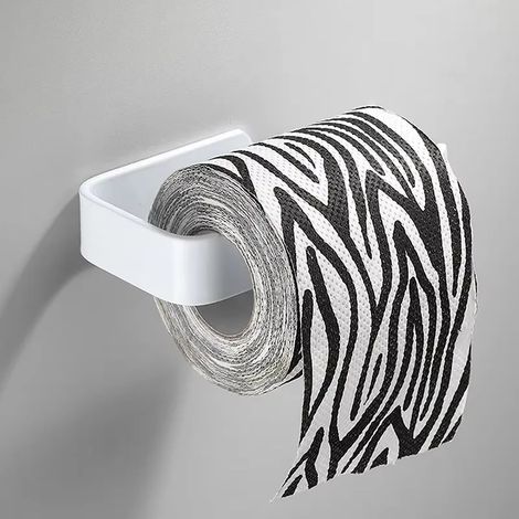 Porte-papier toilette mural en acrylique blanc, avec crochet, style moderne et noir. (1/5)