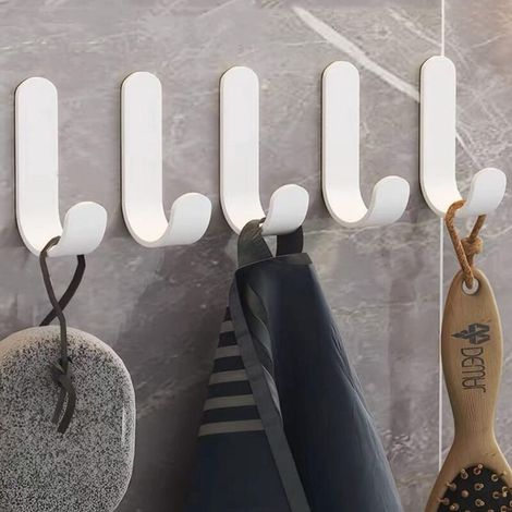 ganci adesivi da parete per bagno, asciugamani, cucina e strofinacci, senza bisogno di forare, colore bianco. (1/2)