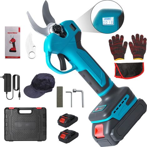 Sécateur Électrique sans Fil 30mm, Sécateur Brushless avec 2 Batteries 21V et Écran LCD, Professionnel, pour Verger Agricole etc (1/5)