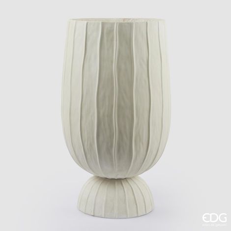EDG Vaso Righe Bombato Con Piede Bianco H60 x D 35 cm (1/3)