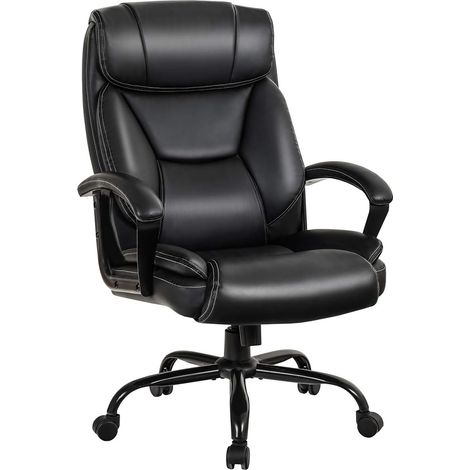 Costway – Chaise de bureau ergonomique réglable – Accoudoirs rembourrés – Dossier large – Hauteur ajustable 117-127 cm – Revêtement PU durable (1/5)
