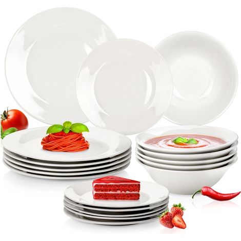 Porcelain Dinnerware Set, White, 18-Piece Service for 6 (1/5)