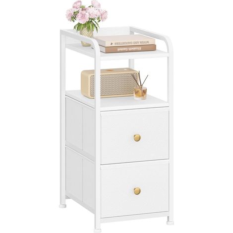 Table de Chevet,avec 2 Tiroirs en Tissu,avec Compartiment Ouvert (1/5)