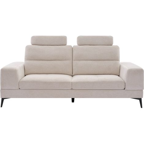 Canapé 3 places en tissu texturé beige avec dossier avance-recule UDALIO (1/4)