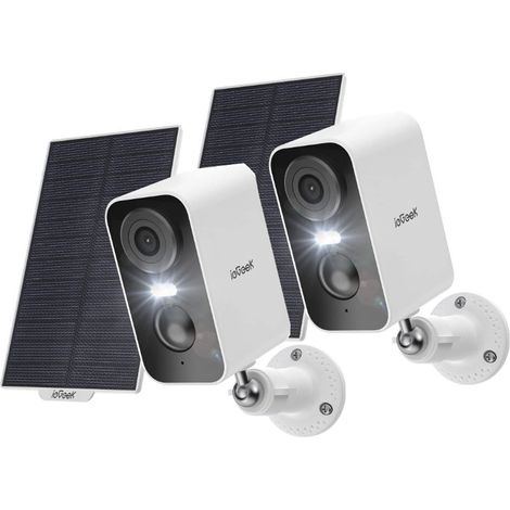 2pcs ieGeek 2K Überwachungskamera Aussen Akku Solar, 5200mAh Akku Kamera Überwachung Aussen WLAN, PIR-Bewegungserkennung, Bunte Nachtsicht, 2-Wege-Audio, Spotlights, Alexa-kompatibel (1/5)