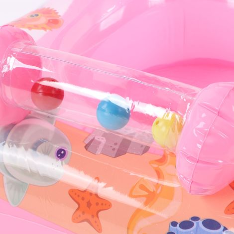 Bouée bébé avec pare-soleil, siège de natation, jouet gonflable en forme de bateau avec auvent et poignée, petite clochette rose (1/5)