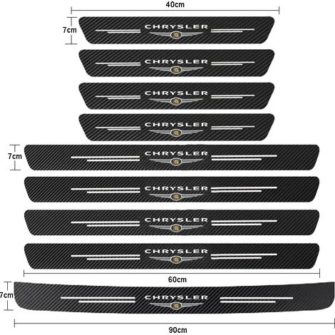 (9 pièces pour Chrysler 2) Protections de seuil de porte en fibre de carbone,autocollants pour Chrysler 300c,Android Town Country,Grand Voyager et PT Cruiser (1/3)