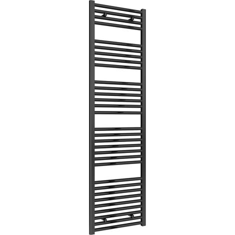 Reina Diva Flat Heated Towel Rail 1800mm H x 500mm W Matt Black (1/3)
