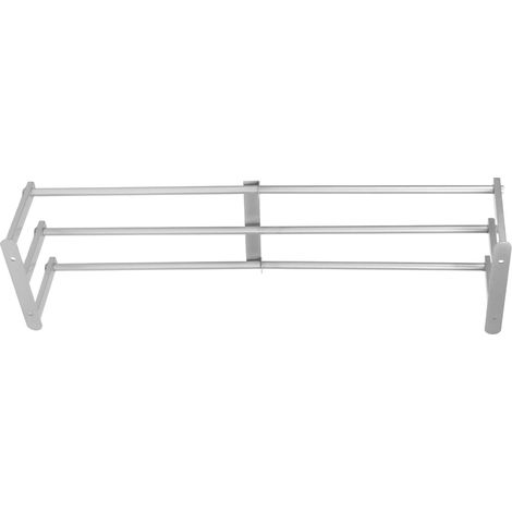 Porte-serviettes mural pour salle de bain, 3 barres, aluminium, enroulable, argent (1/5)