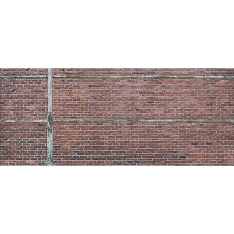 Papier peint panoramique imitation mur en brique | Tapisserie panoramique rouge originale | Papiers peints panoramiques intissés pour salon - 250 x 600 cm (6 pièces) (1/4)