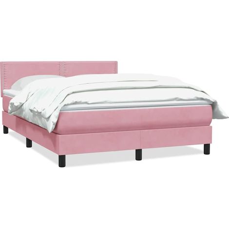 Maison Exclusive - Sommier à lattes de lit avec matelas rose 160x220 cm velours