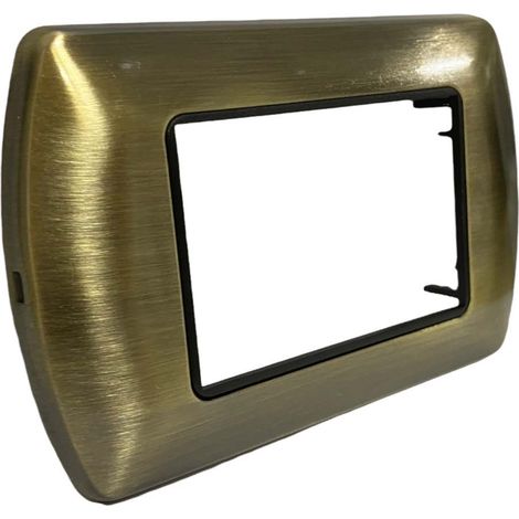 Placchetta per interruttore in metallo a 3 posti ottone cassetta 503 compatibile con living international supporto cover (1/2)