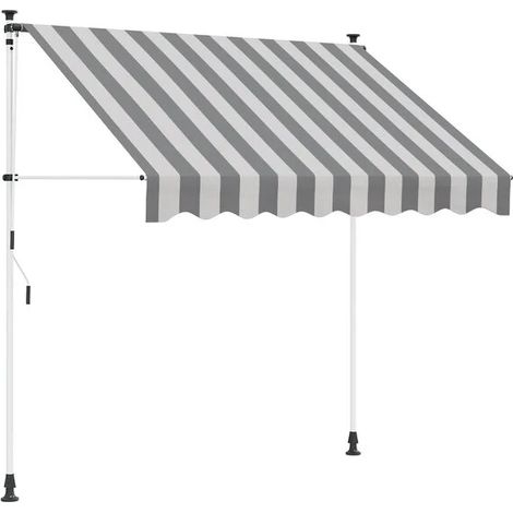 Store banne rétractable manuellement, gris anthracite et blanc, 250 cm