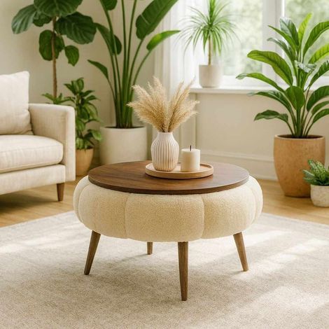 Couchtisch aus Holz "Papatya 60" - 60 x 60 x 44 cm - Creme
