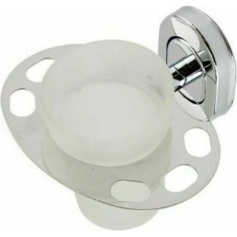 Trade Shop - Porta Spazzolino Dentifricio Con Bicchiere In Vetro Satinato Accessori Bagno -