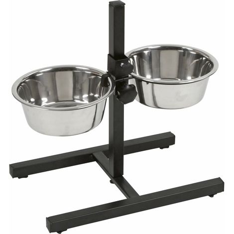 KERBL Bar per alimentazione argento con ciotole in acciaio inox 1800 ml (1/3)