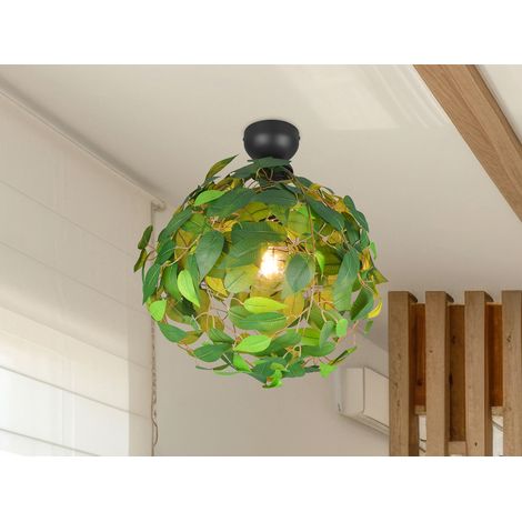 LED Deckenleuchte mit Blätter Lampenschirm in Grün, Ø 38cm (1/5)