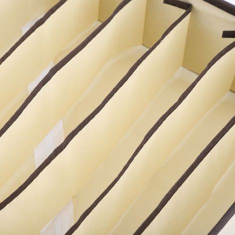Boîte de rangement avec compartiments pour lingerie et accessoires, modèle 7 cases, polyester/nylon beige, portable et pliable (1/5)