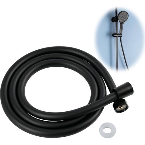 1,5 m langer schwarzer Duschschlauch – Verstärktes, verdrehsicheres PVC – Hochdruck – Universeller G 1/2-Anschluss – Für Bad und Wohnmobil (1/5)