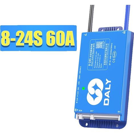 Système de gestion de batterie, équilibrage actif, courant de charge de 100A, 8-24S 60A BMS CAN (1/2)
