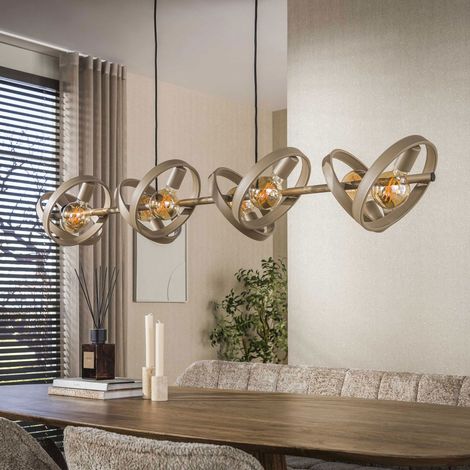 Suspension 8 lampes rondes en métal beige - HOOVY (1/5)
