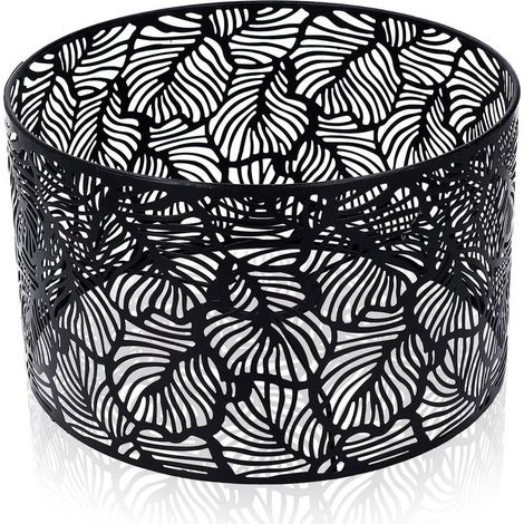 Abat-Jour Tambour - Fer - Compatible E14 E27 - Diamètre 25 cm Hauteur 16 cm - Noir - Pour Lampe de Table Lampadaire Plafonnier Lustre - 1 Pièce (1/5)