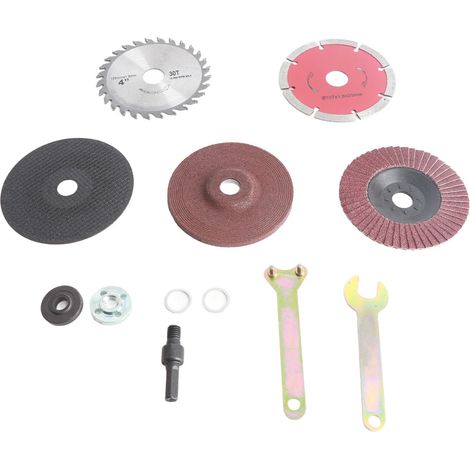 Ortviai Lot de 8 accessoires pour perceuse : disques de coupe, meule à polir et tige de conversion pour meuleuse angulaire (1/5)
