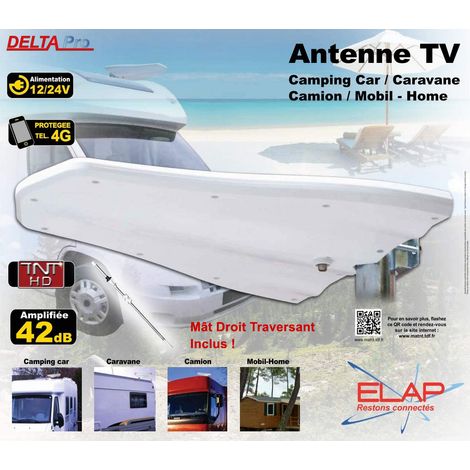 Antenne Amplifiée VHF UHF - DELTA PRO - HD4K - Gain 42 dB - Omnidirectionnelle - Anti-UV