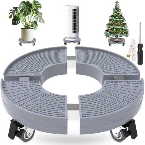Roulette réglable de 38 à 50 cm - Charge maximale : 200 kg - Soucoupe pour pot de fleurs avec roulettes et frein - Convient pour pots de fleurs, climatiseurs, etc (1/5)